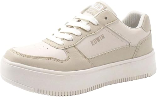 [エドウイン] レディース 靴 スニーカー コートスニーカー おしゃれ かわいい サイドライン カジュアル 合わせやすい 軽量 ベージュ 24.0 cm